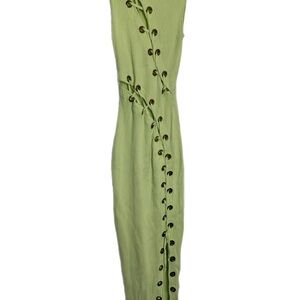 Fashion Nova Asymmetrical Green Lace-Up Dress